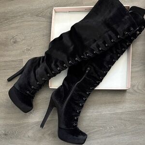 Black Suede Over-the-Knee Boots